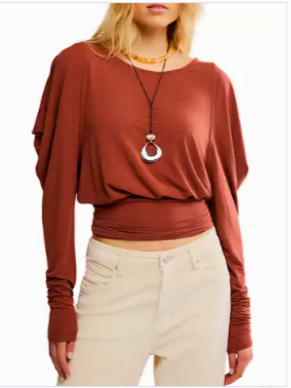FREE PEOPLE Moxie Long Sleeve Top “Brick Wall”, XL